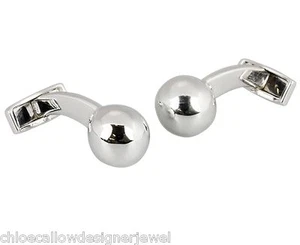 Sterling Silver Cufflinks Solid 11m Ball Design Cuff Link - Picture 1 of 1