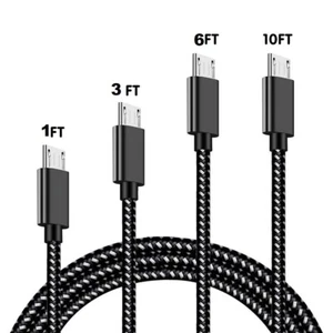 3/6/10Ft Micro USB Fast Charger Data Sync Cable Cord Lot For Samsung Android LG - Picture 1 of 12