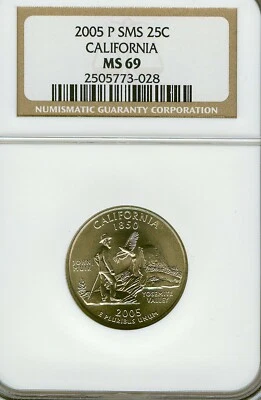 2005-P CALIFORNIA State Quarter NGC Satin MS69 SP69 free Shipping #773-028 - Image 1 of 2