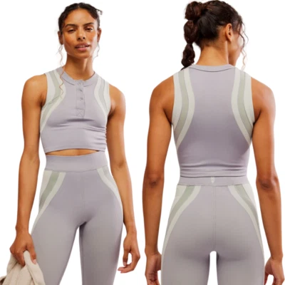 Free People FP Movement Free Kick Muscle Tank Crop Top 女式 M/L 紫色全新无标签 — 第 1/4 张图片