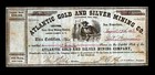 1863 Reese River N T Atlantic Gold & Silver Mining - EX RARE Certyfikat magazynowy