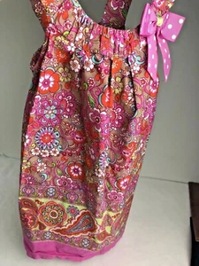 Bonnie Jean Pink Dress Jumper Paisley 6X Pink Tan Teal Pullover Bow - Picture 1 of 8