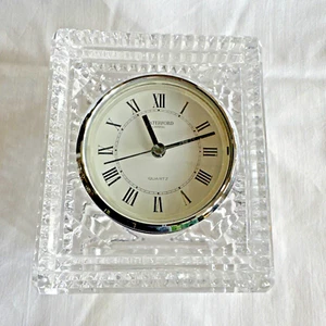 Waterford Rectangular Cut Crystal Small Desk Table Glass Clock - Picture 1 of 19