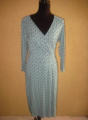 Vestido Pendleton Rayón/Spdx Imitación Envoltura Manga 3/4 Aqua Geo Diseño M Foto 1 de 4