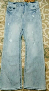 Flypaper Blue Jeans BootCut Mens Size 29x32 Faded Factory Distressed Denim NWT - Picture 1 of 12