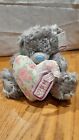 Me to You Teddy Bear with Floral Heart and a Tag 'Heart U MUM' with Tags 7" Tall
