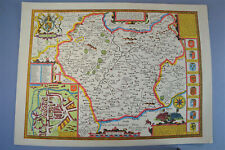 Vintage ozdobny arkusz mapa Leicestershire Leicester John Speede 1610