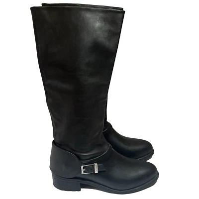 Cole Haan Corian Boots Sz 9B Womens Black Waterproof Riding Biker Knee Harness - Image 1 of 4