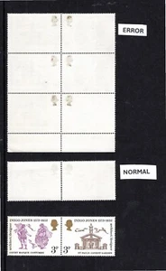 GB ERROR INIGO JONES SG 935-936 GOLD COLOUR SHOWING GUM SIDE BLOCK 6 STAMPS 3p - Picture 1 of 1