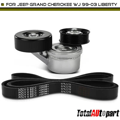 2x Kit de componentes de transmisión por correa Serpentine para Jeep Grand Cherokee 1999-2003 Liberty Foto 1 de 4