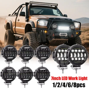 7 inch Round LED Work Light Pods Spot Flood Combo Fog Lamp Offroad Driving Car - Picture 1 of 18