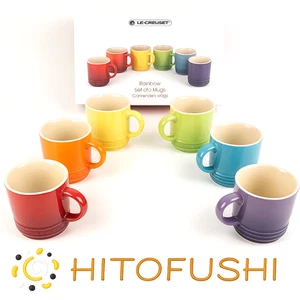 Le Creuset Rainbow Stoneware Cappuccino Mugs Set  6 350ml London Mug Collection - Picture 1 of 6
