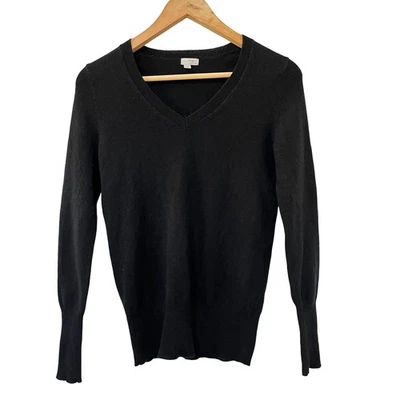 Suéter Pullover Halógeno Para Mujer Cuello en V Cachemira Talla XS Negro Silencioso Lujo Foto 1 de 4