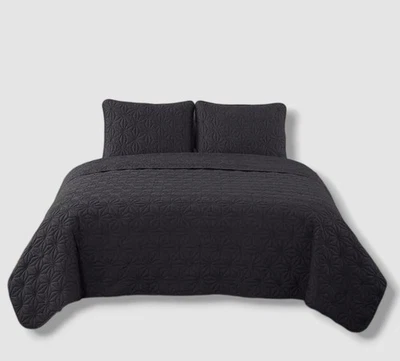 Домашний серый калейдоскоп VCNY с тиснением геометрический набор лоскутных одеял 3 шт., королевский - Изображение 1 из 4