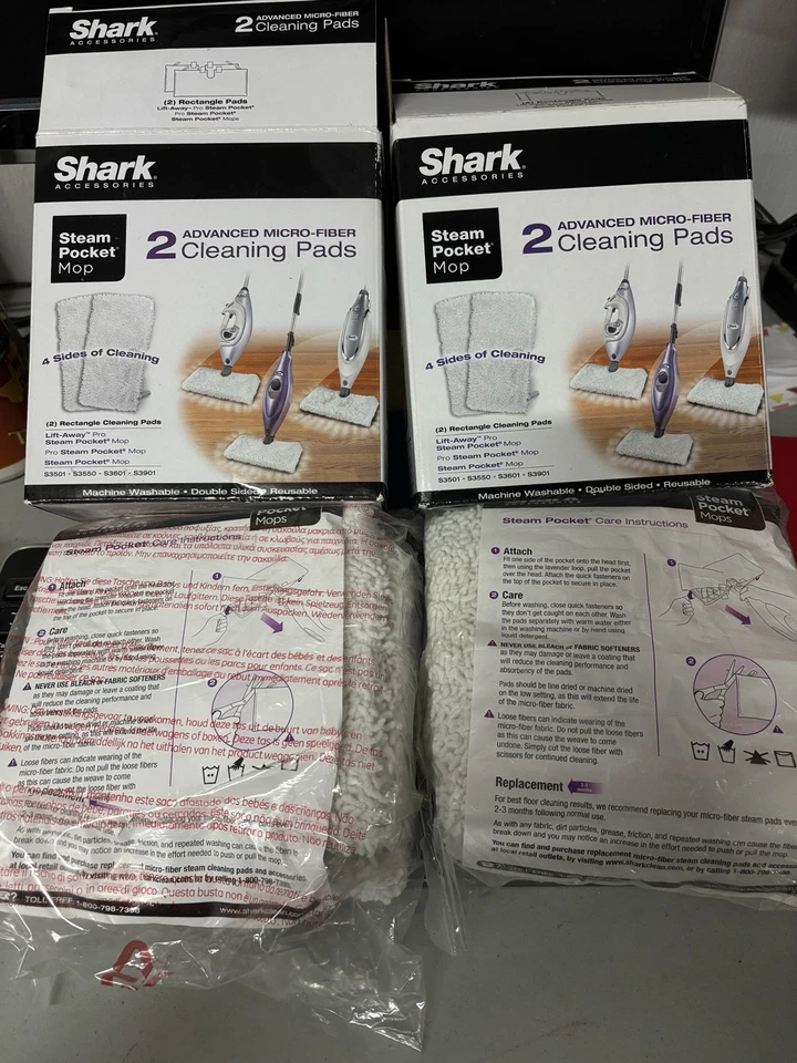 Shark Steam Pocket MOP 2 Rectangle Cleaning Pads Washable Xt3601