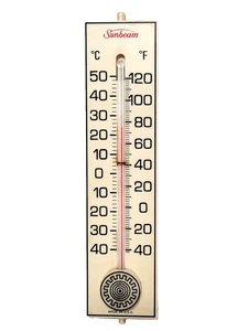 Vtg Sunbeam 8.5"x2" Outdoor Thermometer Hard Plastic Made In U.S.A... READ - Picture 1 of 5