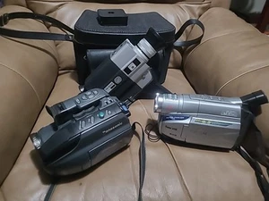Camcorder Lot JVC Super VHS 25x, Panasonic Palmcorder 150x, Super 8 Em-8000 - Picture 1 of 18