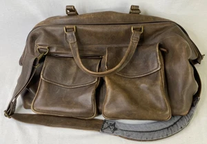 VTG LL Bean Genuine Thick Leather Weekend Doctor’s Bag Duffel Carry On Bag 0YV26 - Picture 1 of 5