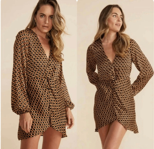 VALENTINO Mini abito rosa visone Valentina a maniche lunghe cocktail party scollo a V nuovo con etichette Mediu