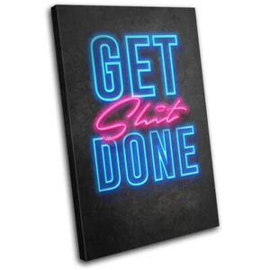 Motivation Neon Entrepeneur Typography SINGLE CANVAS WALL ART Picture Print - Picture 1 of 1