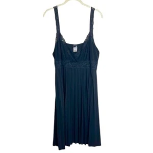 Chesley Damen Vintage Babydoll Schlupfkleid XL schwarz Spitzenbesatz sanfte Falten Y2K - Bild 1 von 7