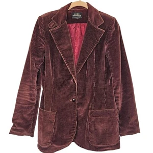 Patty Woodard Vintage Burgundy Corduroy Blazer Jacket With Notched Lapels M - Picture 1 of 10
