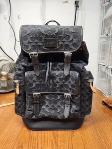 Coach Sprint Backpack In Signature Black Denim CO933 EUC - Picture 1 of 18