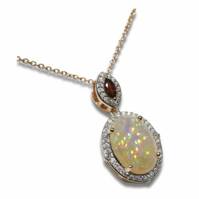 Welo Edelopal Opal Edelstein Halskette Anhänger Kette Schmuck 925 Silber - Bild 1 von 3