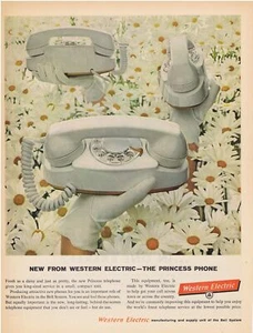 1960 Western Electric Princess Phone Bell & Daisies Print Ad - Picture 1 of 1