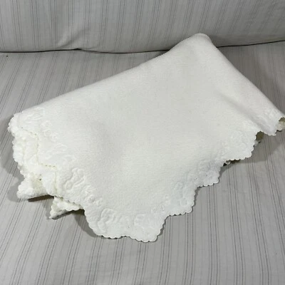 RARE VTG Martha Stewart Everyday Baby Blanket Cream Lovey Fleece Bears Trim C1 - Image 1 of 4
