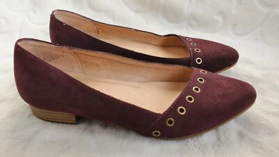Zapatos planos Sonoma para mujer Hadlee talla 7,5 vino borgoña gamuza sin cordones punta Foto 1 de 4