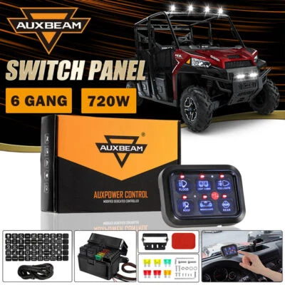 AUXBEAM 6 Gang Switch Panel Light Control Green Backlit for Polaris RZR UTV ATV - Image 1 of 4