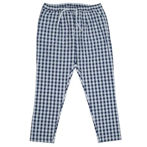 Mens Pants Joggers Blue White Check Seersucker Drawstring Loose Harem Casual XL - Picture 1 of 6