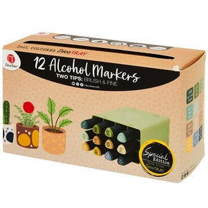 Set 12 pezzi pennarelli gemelli disegno grafico pittura arte alcolica doppia punta - verde oliva - Foto 1 di 7