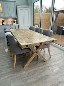Rustic Reclaimed Pine Farmhouse Dining Kitchen Table - Picture 1 of 18