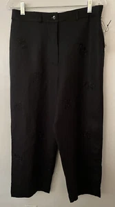 Jillian Jones Capri Pants Black w/Floral Embroidery Lined Women’s Size 10 NWT - Picture 1 of 5