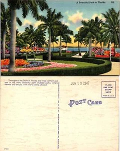 Postal de colección - Un hermoso parque en Florida - alrededor de 1947 - Imagen 1 de 1