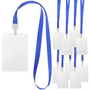 10x ID Badge Holder Case Vertical Lanyard Necklace Clip Clear Plastic Sleeve - Picture 1 of 5