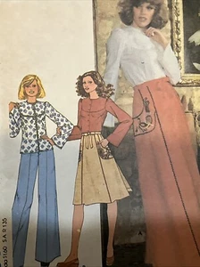 McCall's 4722 Wickelrock & Bluse mit Stickerei Transfer Gr. 12 Vintage 1975 ungeschnitten - Bild 1 von 8
