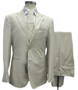 ABITO UOMO MADE IN ITALY BEIGE CHIARO FRESCO LANA TASMANIA 46 48 50 52 54 56 58 - Imagen 1 de 13