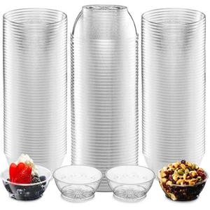 Clear Mini Plastic Bowls - (Bulk 100 Pack) 6 Oz Disposable Premium Hard Plast... - Picture 1 of 7