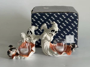 Vintage Fitz & Floyd Set Geist mit Spinne Halloween Kerzenhalter Geschirr - Bild 1 von 19