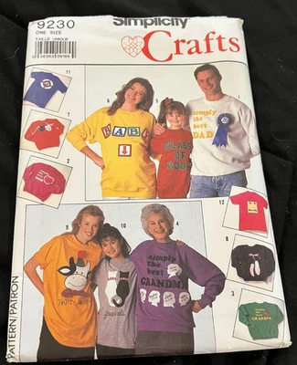 Simplicity Crafts Pattern 9230 Blue Ink Transfers for appliques Envelope Has Wea - Image 1 of 3