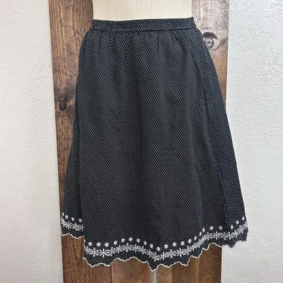 Sag Harbor 裙子女式 M 波尔卡圆点刺绣装饰弹性腰围 Cottagecore — 第 1/4 张图片