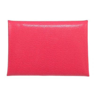 AUTÉNTICO HERMES Tarjeta Calvi Duo Monedero Rosa Extremo Chevre 0437 Foto 1 de 4