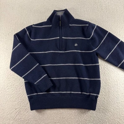 Brooks Brothers 346 Extra Fine Merino Wool Striped Quarter Zip Sweater Size S - Image 1 of 4