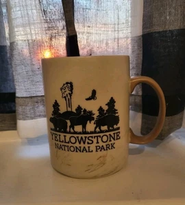 Yellowstone Nationalpark marmoriert 16 Oz. Keramik Kaffeebecher Büffelbär Old Fai - Bild 1 von 7