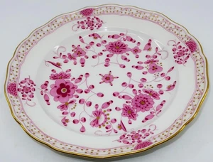 Meissen, Germany INDIAN Pink Flower Scalloped Dinner Plate, 9 3/4" CHIP - Picture 1 of 6