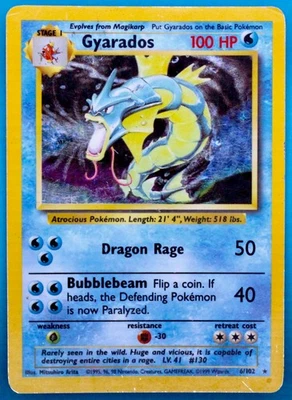 Original Pokemon Holo/Foil Gyarados 6/102 - Image 1 of 2