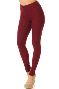 Womens High Waisted Yoga Leggings - One Size (0-12) - Black Burgundy Olive Coral - Picture 1 of 11